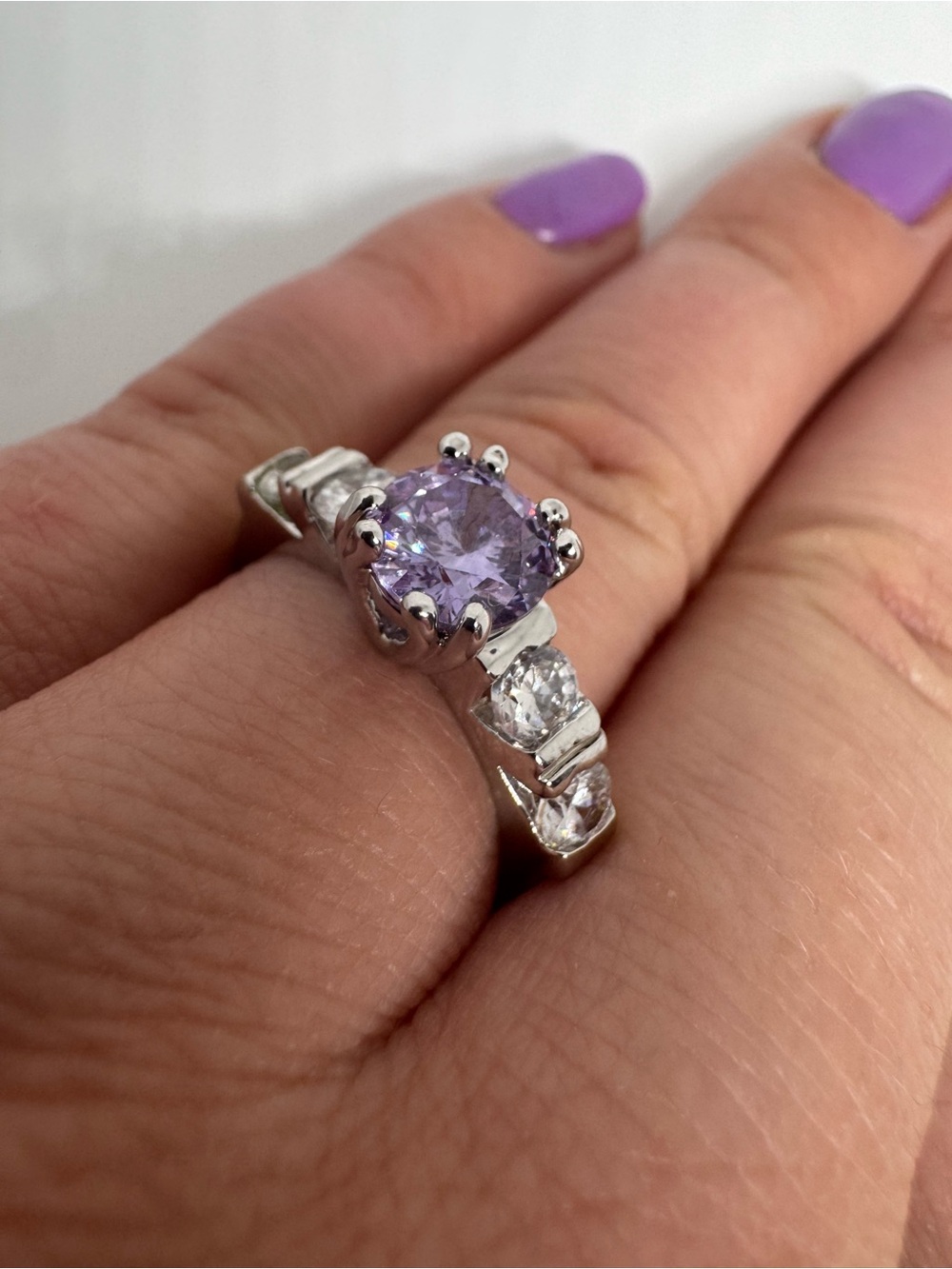 14K 585 White Gold Amethyst Ring Size 8 | 4.74g - Picture 9 of 14